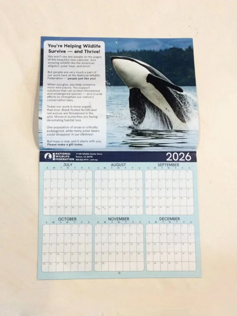 National Wildlife Federation 2026-2027 18-Month Calendar
